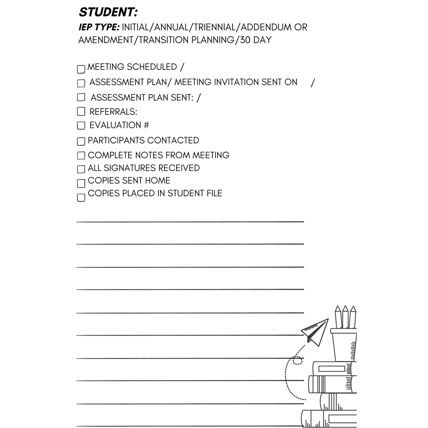 IEP Checklist Labels 4x6