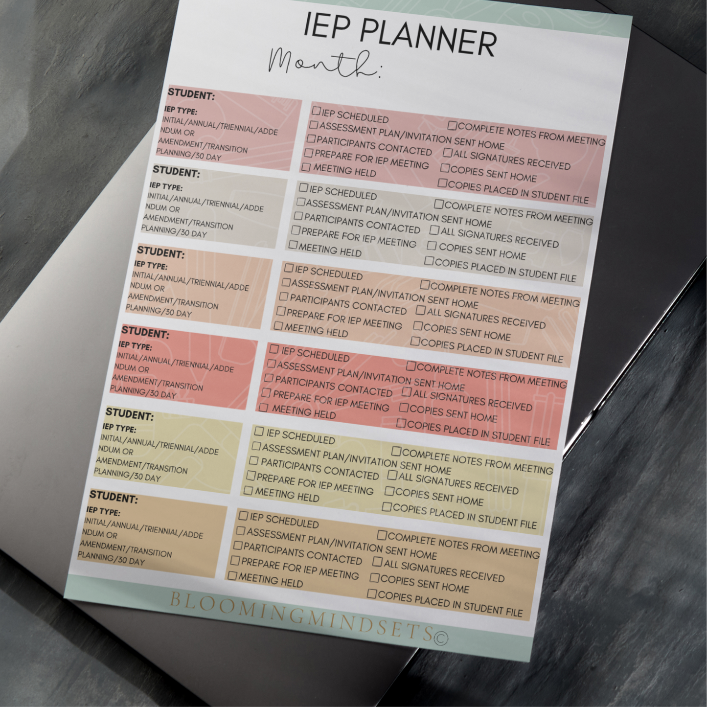 IEP Planner Notepad