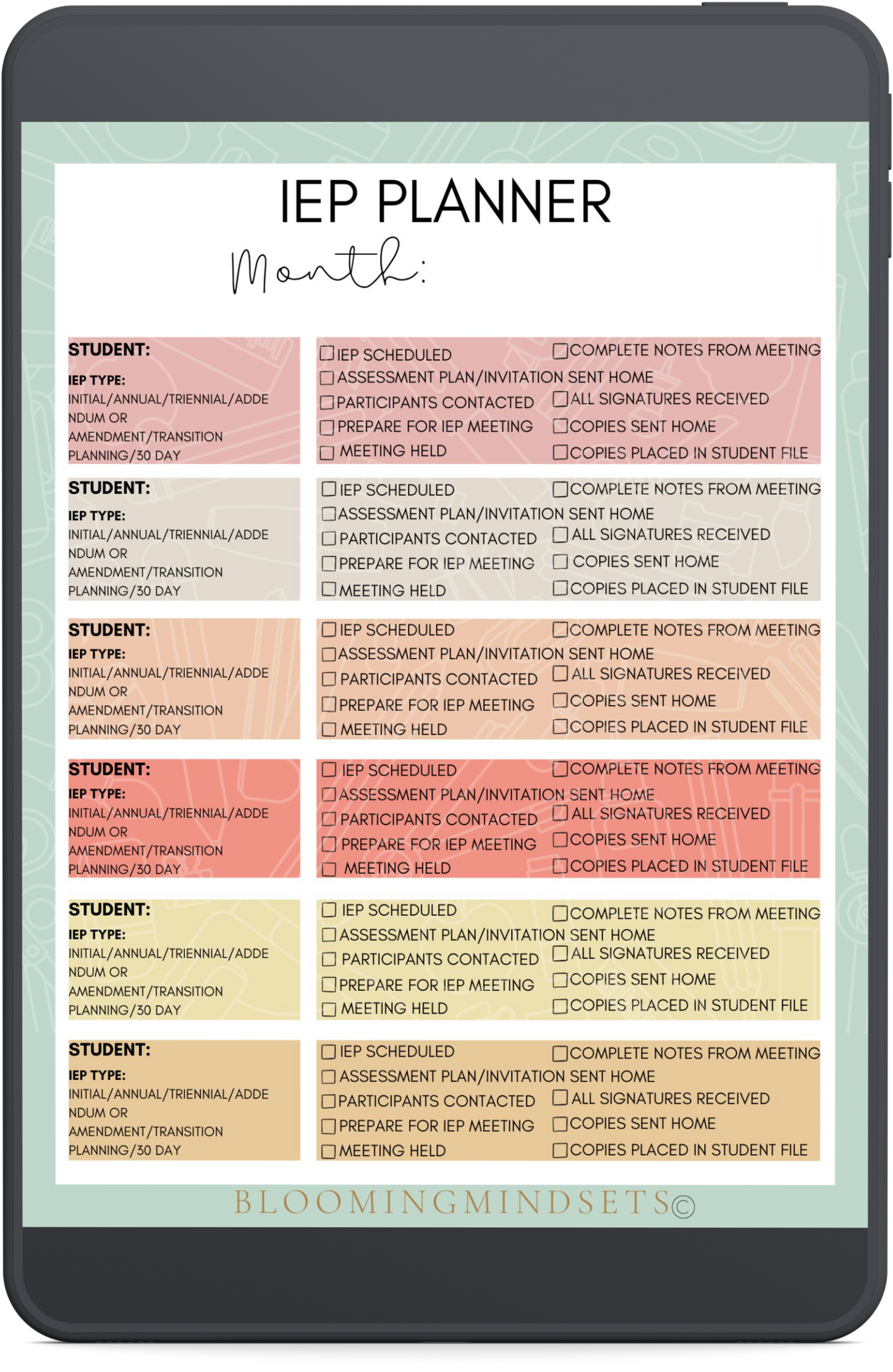 IEP Planner Notepad-Digital Download(Editable)