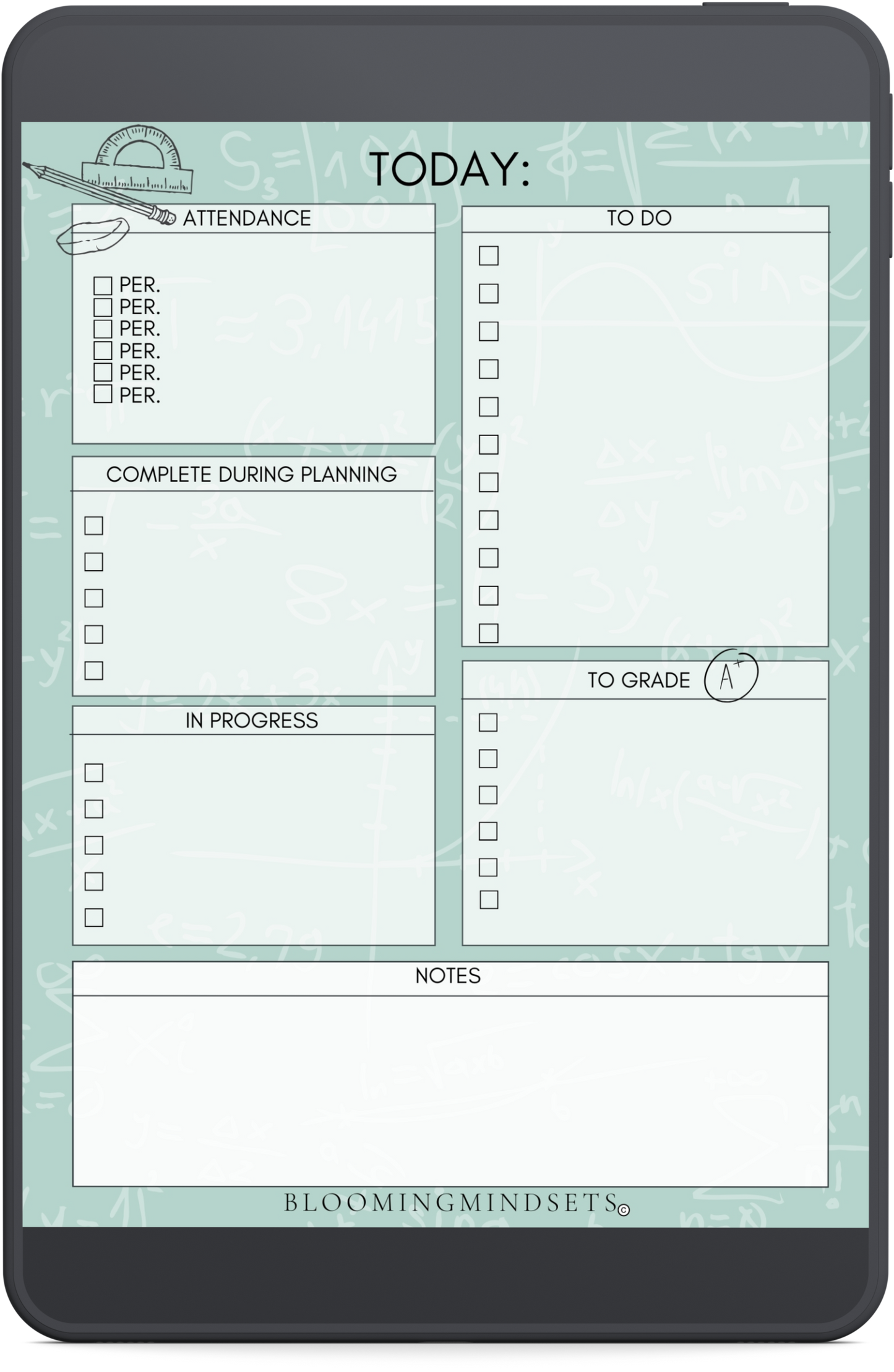 Math Teacher Daily Notepad-Digital Download