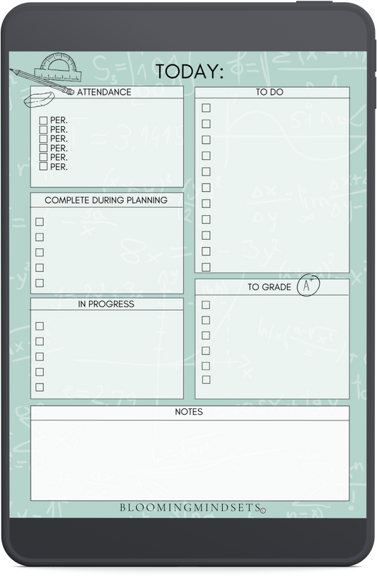 Math Teacher Daily Notepad-Digital Download