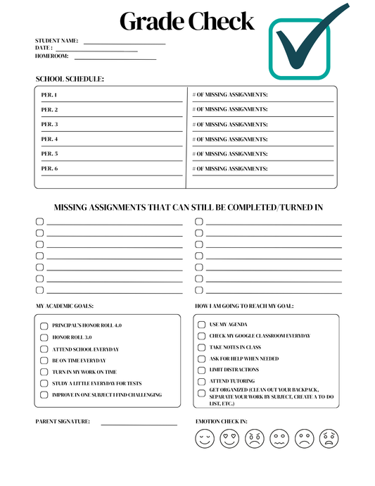 Grade Check Sheet